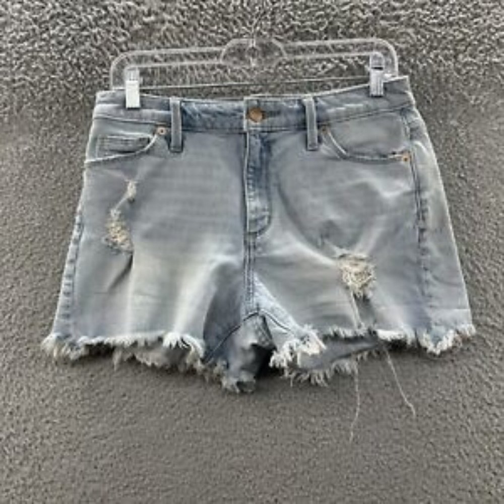 Universal Thread Shorts Junior's 6 Blue Denim Distressed Cut Off Shorts